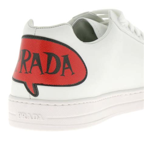 sneakers in pelle con patch fumetto prada outlet|prada leather sneakers.